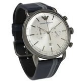 Emporio Armani Aviator Silver Dial Two Tone Leather Strap Watch for Men - AR11202