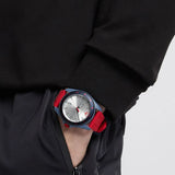 Emporio Armani Sigma Silver Dial Red Silicone Strap Watch for Men - AR11219