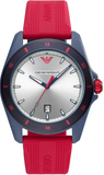 Emporio Armani Sigma Silver Dial Red Silicone Strap Watch for Men - AR11219