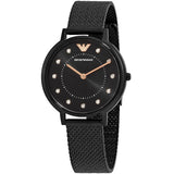 Emporio Armani Kappa Black Dial Black Mesh Strap Watch for Women - AR11252