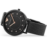 Emporio Armani Kappa Black Dial Black Mesh Strap Watch for Women - AR11252