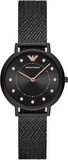 Emporio Armani Kappa Black Dial Black Mesh Strap Watch for Women - AR11252