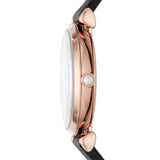 Emporio Armani Gianni T-Bar White Dial Black Leather Strap Watch for Women - AR11270