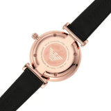 Emporio Armani Gianni T-Bar White Dial Black Leather Strap Watch for Women - AR11270