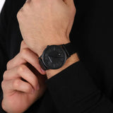 Emporio Armani Renato Black Dial Black Leather Strap Watch for Men - AR11276