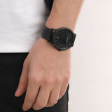 Emporio Armani Renato Black Dial Black Leather Strap Watch for Men - AR11276