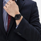 Emporio Armani Renato Black Dial Black Leather Strap Watch for Men - AR11276