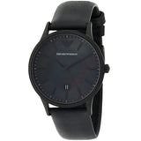Emporio Armani Renato Black Dial Black Leather Strap Watch for Men - AR11276