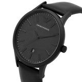 Emporio Armani Renato Black Dial Black Leather Strap Watch for Men - AR11276