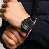 Emporio Armani Renato Black Dial Black Leather Strap Watch for Men - AR11276
