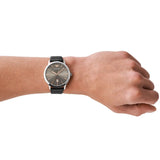 Emporio Armani Ruggero Grey Dial Black Leather Strap Watch for Men  - AR11277