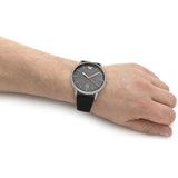 Emporio Armani Ruggero Grey Dial Black Leather Strap Watch for Men  - AR11277