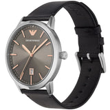Emporio Armani Ruggero Grey Dial Black Leather Strap Watch for Men  - AR11277