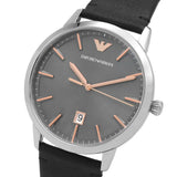 Emporio Armani Ruggero Grey Dial Black Leather Strap Watch for Men  - AR11277