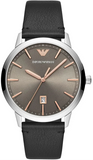 Emporio Armani Ruggero Grey Dial Black Leather Strap Watch for Men  - AR11277