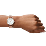 Emporio Armani Gianni T-Bar Mother of Pearl White Dial Two Tone Steel Watch for Women - AR11294