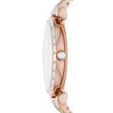 Emporio Armani Gianni T-Bar Mother of Pearl White Dial Two Tone Steel Watch for Women - AR11294