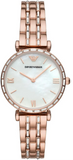Emporio Armani Gianni T-Bar Mother of Pearl White Dial Two Tone Steel Watch for Women - AR11294