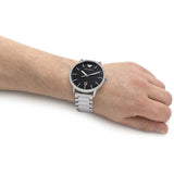 Emporio Armani Ruggero Black Dial Silver Steel Strap Watch for Men - AR11310