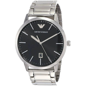 Emporio Armani Ruggero Black Dial Silver Steel Strap Watch for Men - AR11310