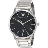 Emporio Armani Ruggero Black Dial Silver Steel Strap Watch for Men - AR11310