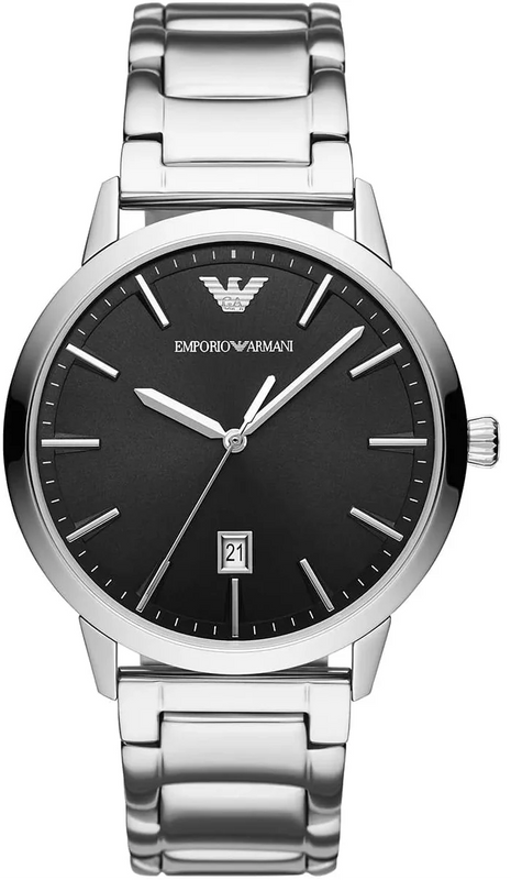 Emporio Armani Ruggero Black Dial Silver Steel Strap Watch for Men - AR11310