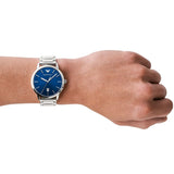 Emporio Armani Ruggero Blue Dial Silver Steel Strap Watch for Men - AR11311