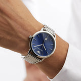 Emporio Armani Ruggero Blue Dial Silver Steel Strap Watch for Men - AR11311