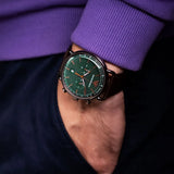 Emporio Armani Aviator Green Dial Brown Leather Strap Watch for Men - AR11334