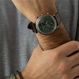 Emporio Armani Aviator Green Dial Brown Leather Strap Watch for Men - AR11334