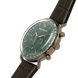 Emporio Armani Aviator Green Dial Brown Leather Strap Watch for Men - AR11334