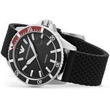 Emporio Armani Diver Black Dial Black Silicon Strap Watch for Men - AR11341