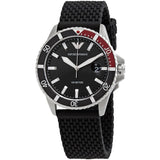 Emporio Armani Diver Black Dial Black Silicon Strap Watch for Men - AR11341