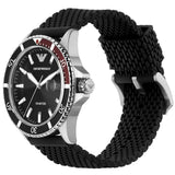 Emporio Armani Diver Black Dial Black Silicon Strap Watch for Men - AR11341