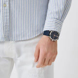 Emporio Armani Luigi Chronograph Blue Dial Blue Leather Strap Watch For Men - AR11451