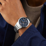 Emporio Armani Renato Chronograph Blue Dial Silver Steel Strap Watch For Men - AR11458