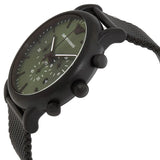 Emporio Armani Luigi Chronograph Green Dial Black Mesh Bracelet Watch For Men - AR11470