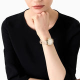 Emporio Armani Gianni T Bar Crystals Silver Dial Brown Leather Strap Watch For Women - AR11518