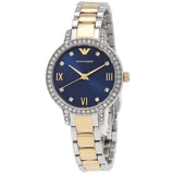 Emporio Armani Cleo Blue Dial Two Tone Steel Strap Watch for Women - AR11576
