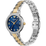 Emporio Armani Cleo Blue Dial Two Tone Steel Strap Watch for Women - AR11576