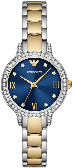 Emporio Armani Cleo Blue Dial Two Tone Steel Strap Watch for Women - AR11576