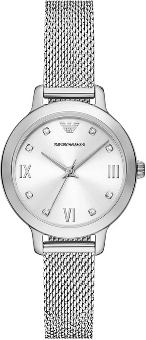 Emporio Armani Cleo Silver Dial Silver Mesh Strap Watch for Women - AR11584