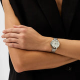 Emporio Armani Cleo Silver Dial Silver Mesh Strap Watch for Women - AR11584