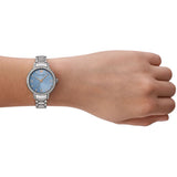 Emporio Armani Cleo Sunray Blue Dial Silver Steel Strap Watch for Women - AR11585