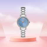 Emporio Armani Cleo Sunray Blue Dial Silver Steel Strap Watch for Women - AR11585