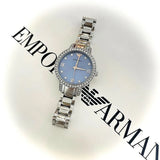 Emporio Armani Cleo Sunray Blue Dial Silver Steel Strap Watch for Women - AR11585