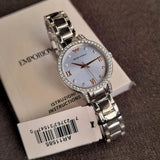 Emporio Armani Cleo Sunray Blue Dial Silver Steel Strap Watch for Women - AR11585