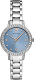 Emporio Armani Cleo Sunray Blue Dial Silver Steel Strap Watch for Women - AR11585