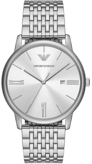 Emporio Armani Minimalist Silver Dial Silver Steel Strap Watch for Men - AR11599