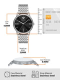 Emporio Armani Minimalist Black Dial Silver Steel Strap Watch for Men - AR11600
